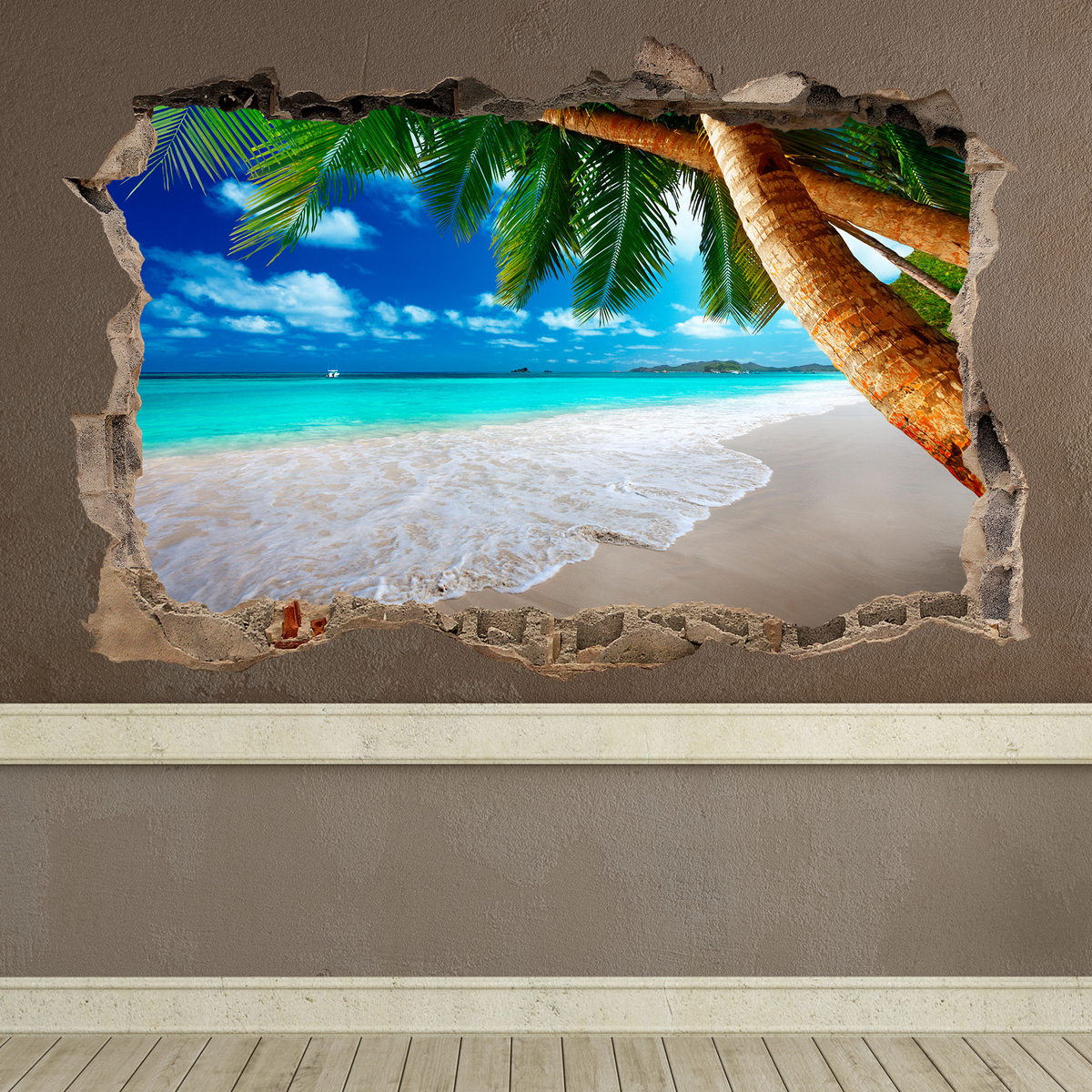 Novedad vinilo decorativo agujero playa paraíso