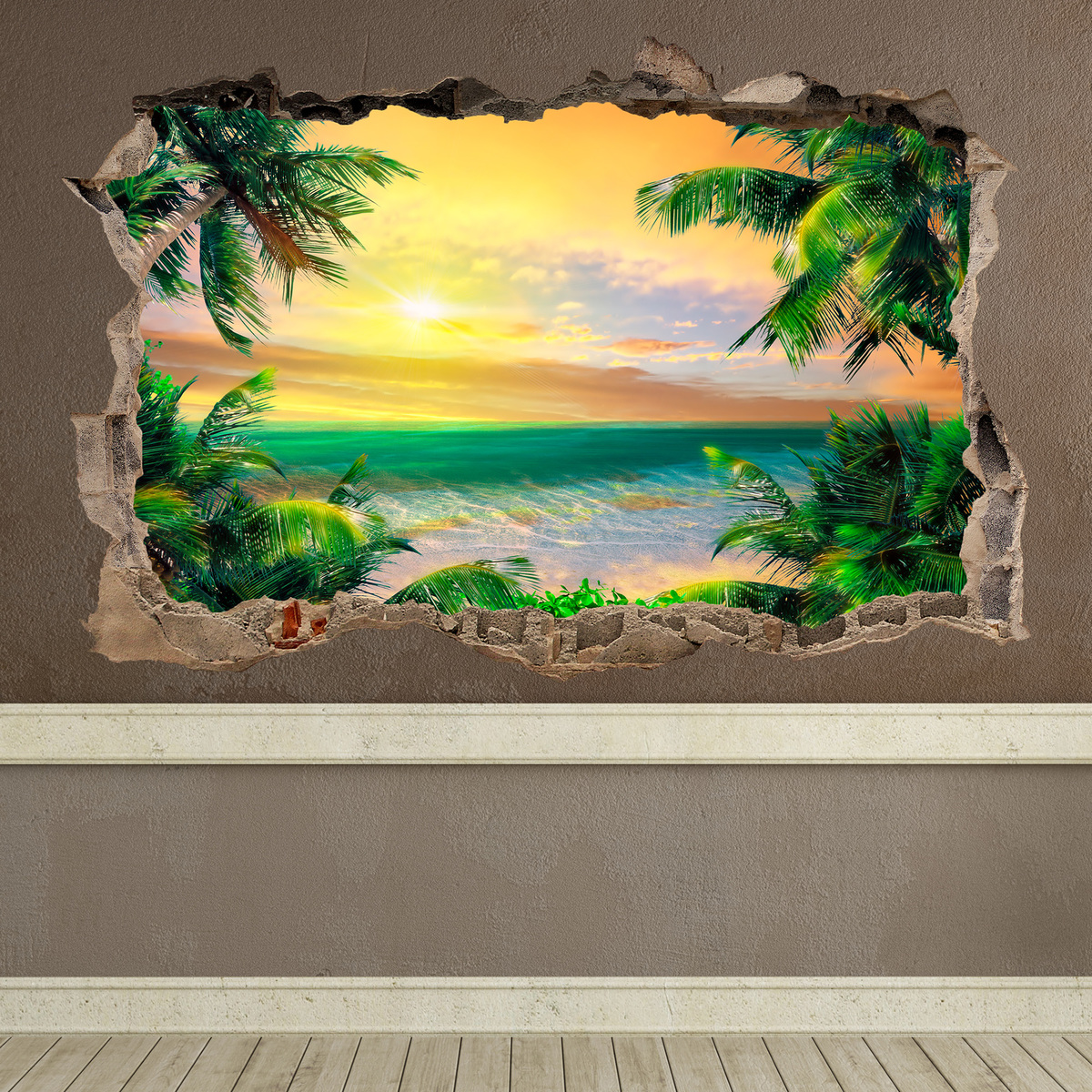 Novedad vinilo decorativo agujero playa Caribe