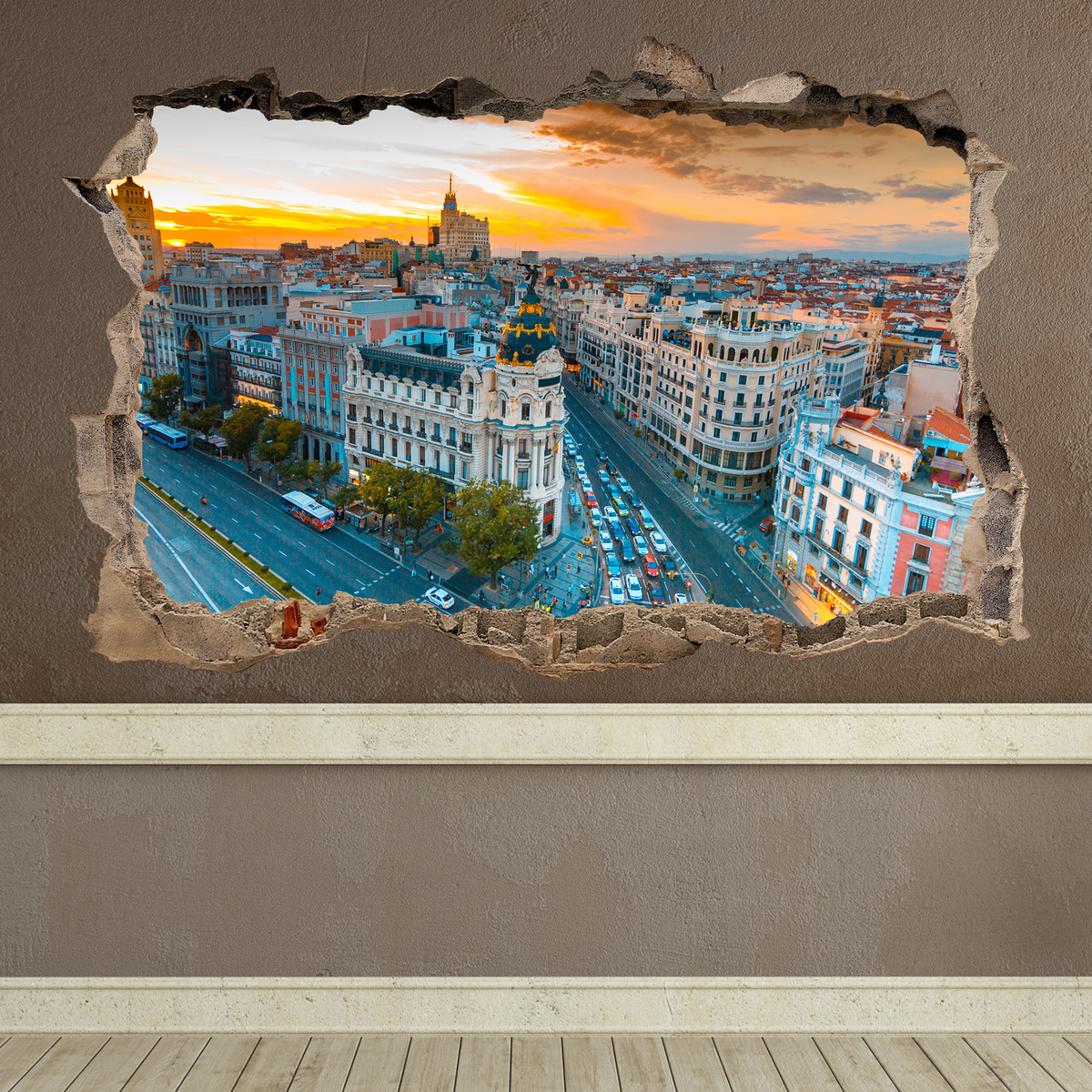 Novedad vinilo decorativo agujero Gran Vía de Madrid
