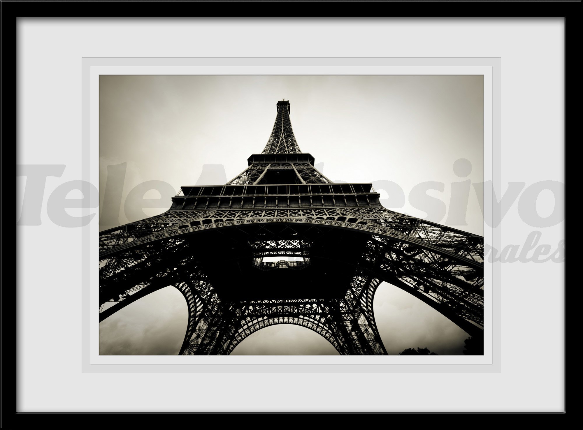 Vinilos decorativos cuadro de fotografía Torre Eiffel en blanco y negro